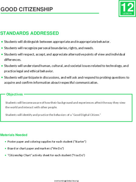 Good Citizenship Lesson Plan