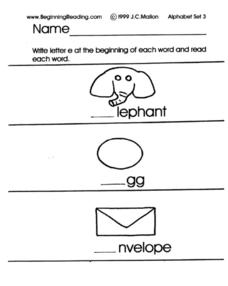 Letter E Worksheet