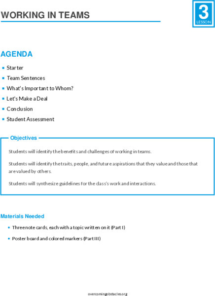 Working In Teams Lesson Plan