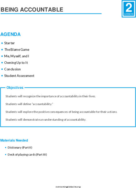 Being Accountable Lesson Plan