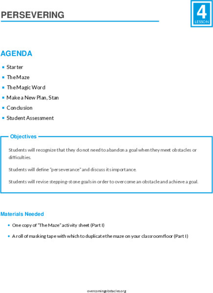 Perservering Lesson Plan