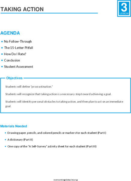 Taking Action Lesson Plan