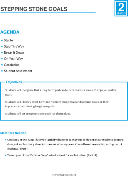 Stepping Stone Goals Lesson Plan