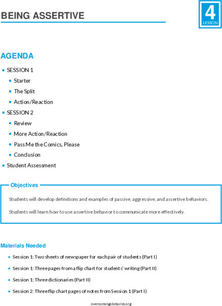 Being Assertive Lesson Plan