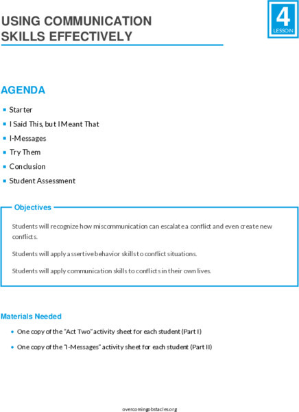 Using Communication Skills Effectively Lesson Plan