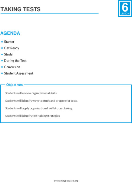 Taking Tests Lesson Plan