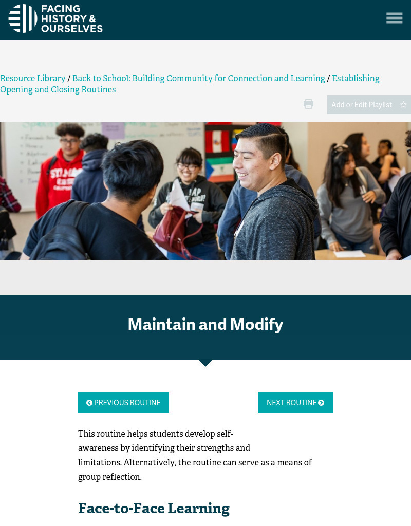 Maintain and Modify Activity