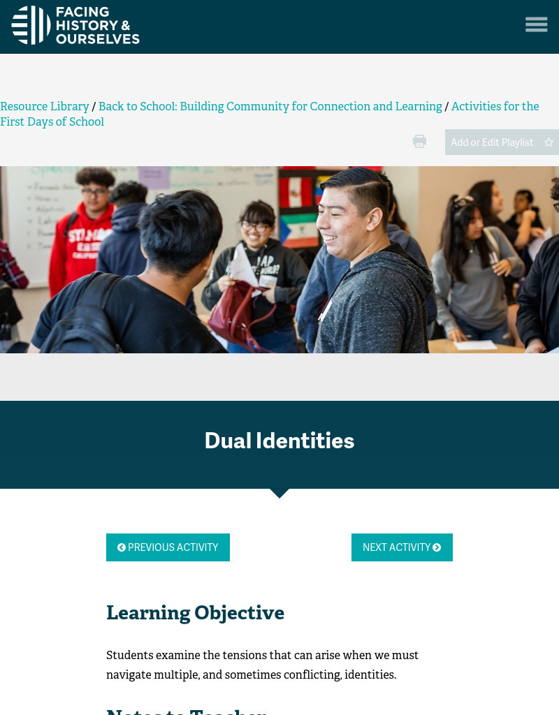 Dual Identities Activity