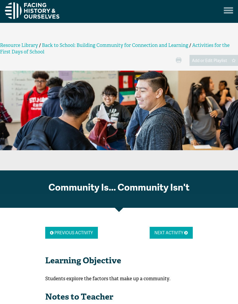 Community Is... Community Isn't Activity