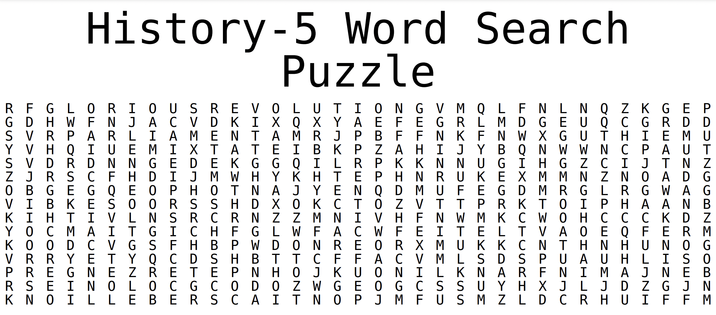 History-5 Word Search Worksheet