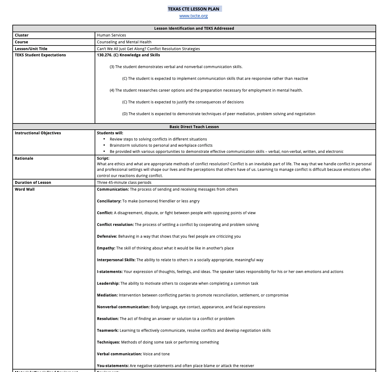 Can’t We All Just Get Along? Conflict Resolution Strategies Lesson Plan