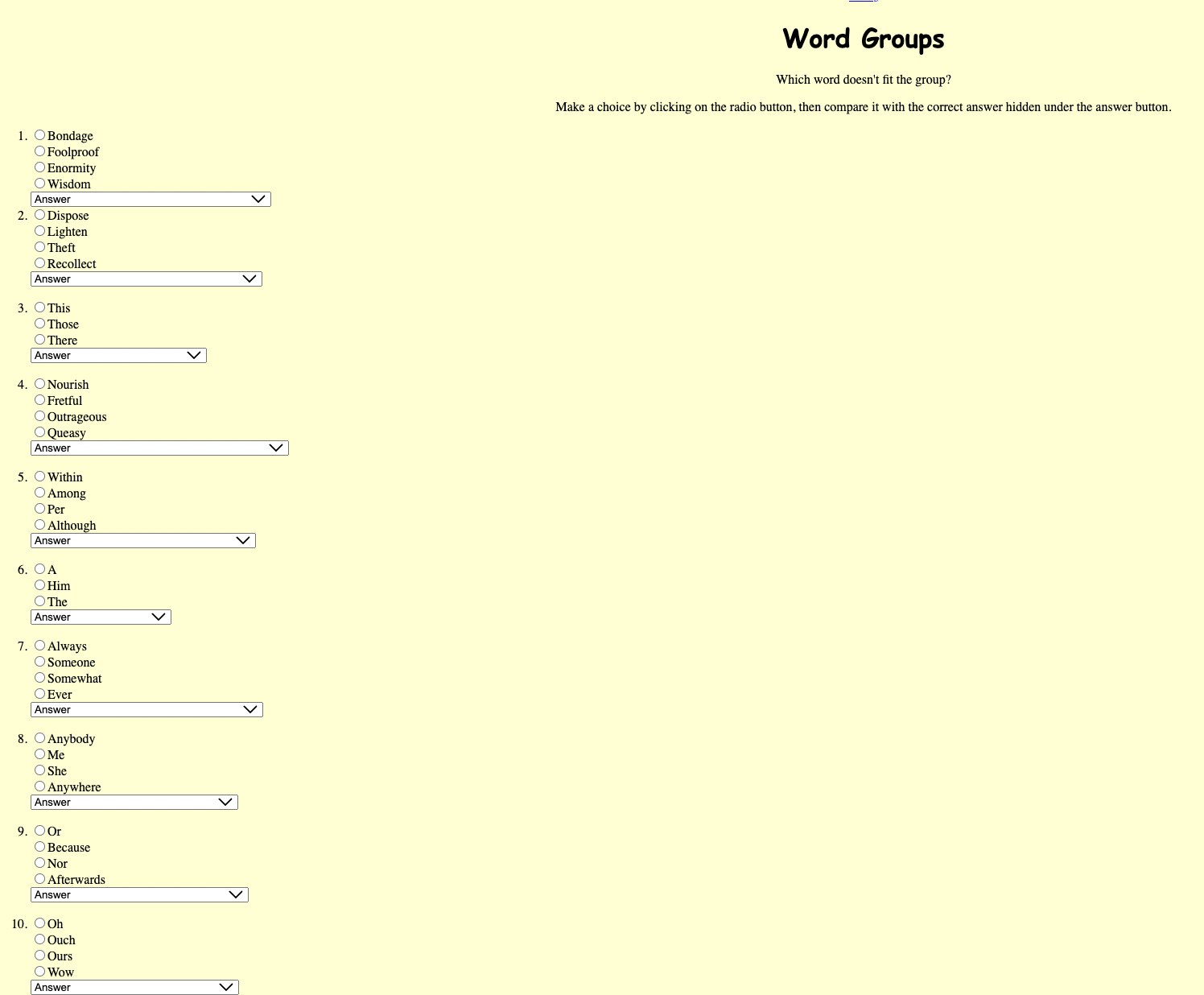 Word Groups Interactive