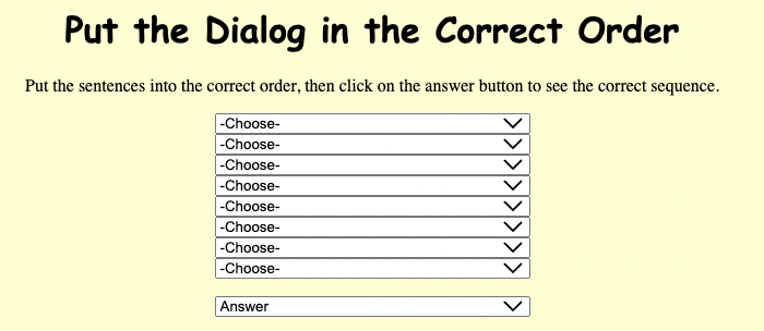 ESL Activity: Putting Dialog in the Correct Order Interactive