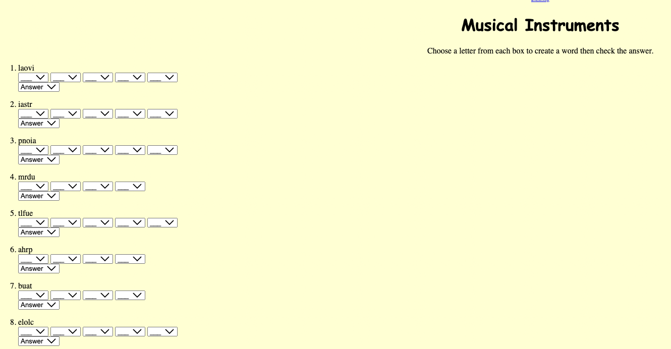 Musical Instruments Interactive