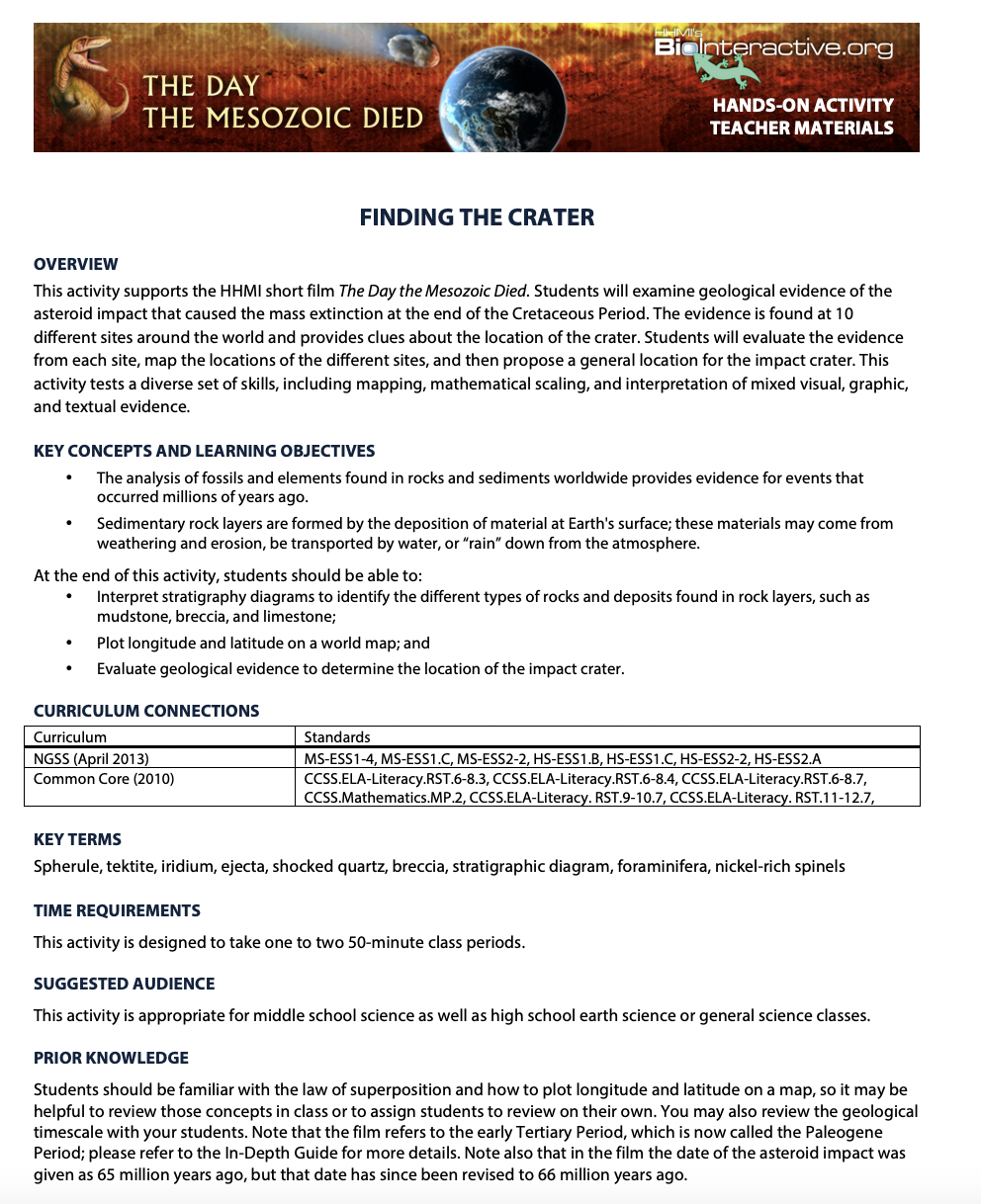 Finding the Crater Activity