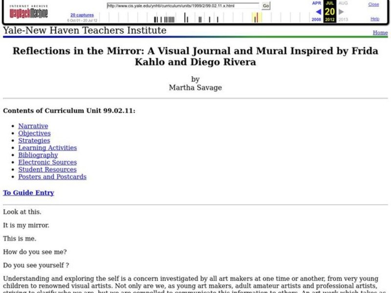 Reflections in the Mirror A Visual Journal and Mural Inspired by Frida Kahlo and Diego Rivera Lesson Plan