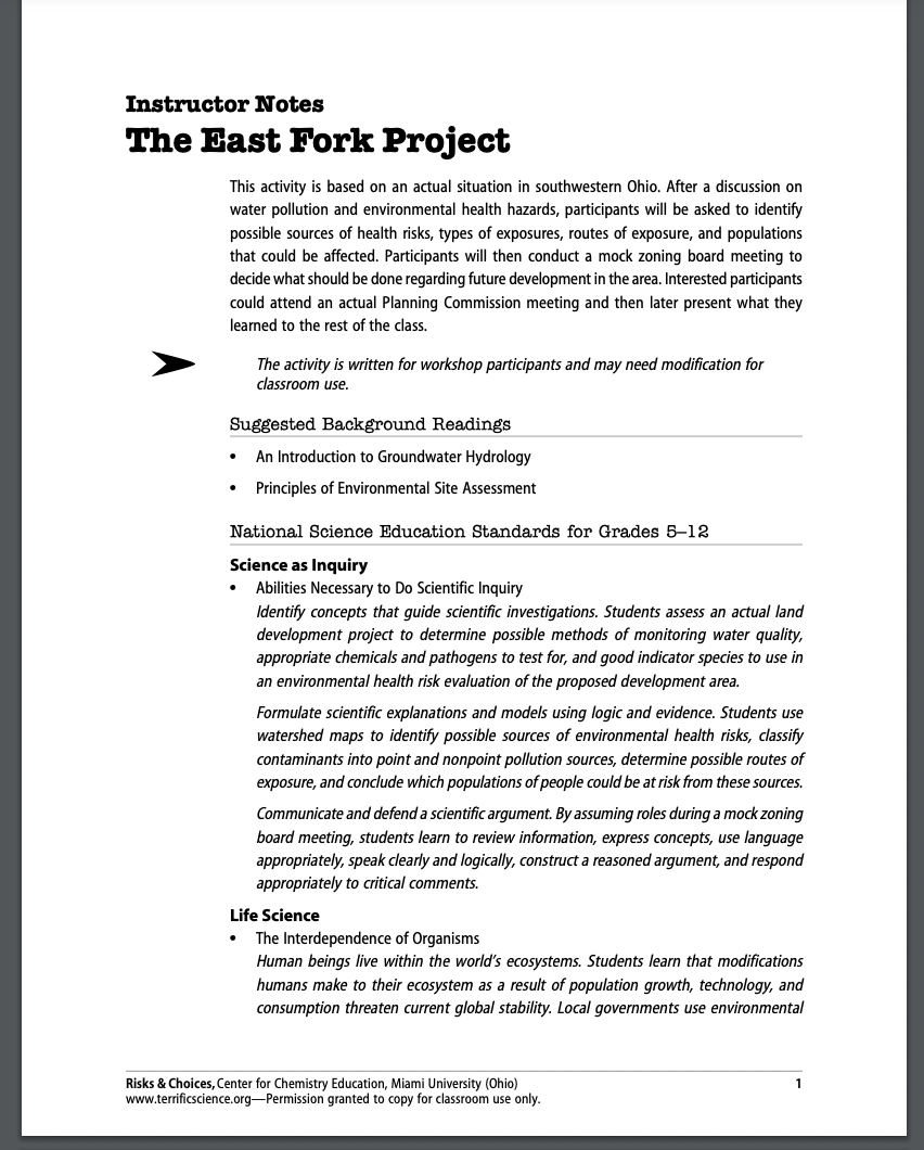 The East Fork Project Lesson Plan