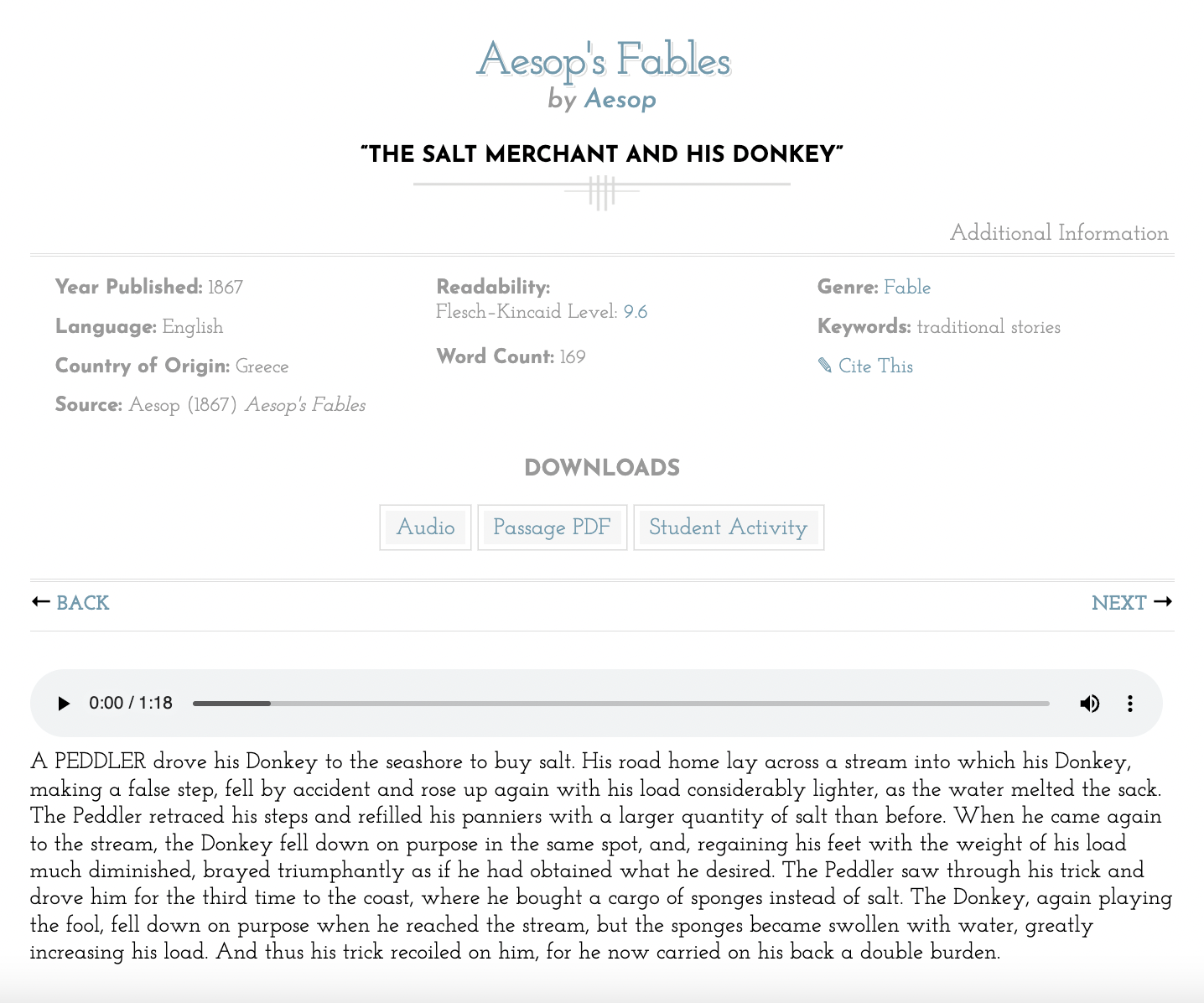 The Salt Merchant and His Donkey Audio