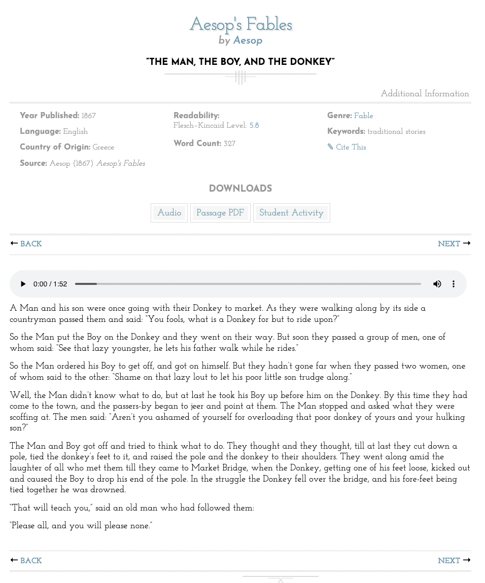 The Man, the Boy, and the Donkey Audio