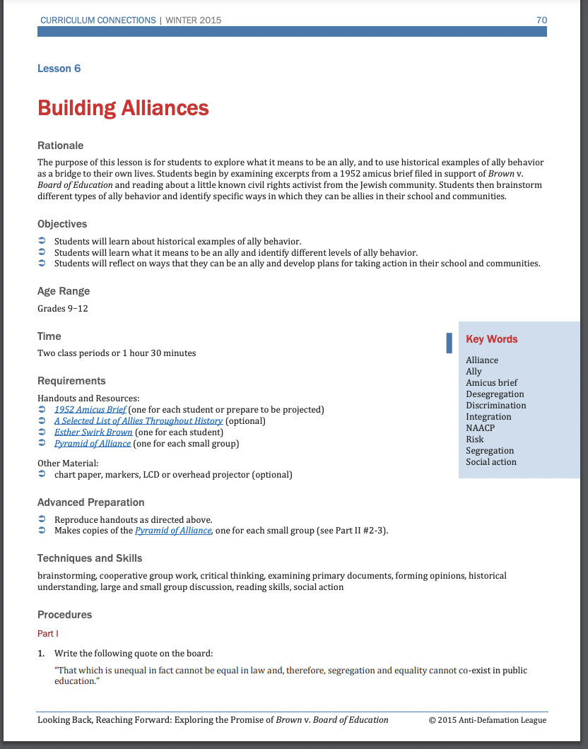 Building Alliances Lesson Plan