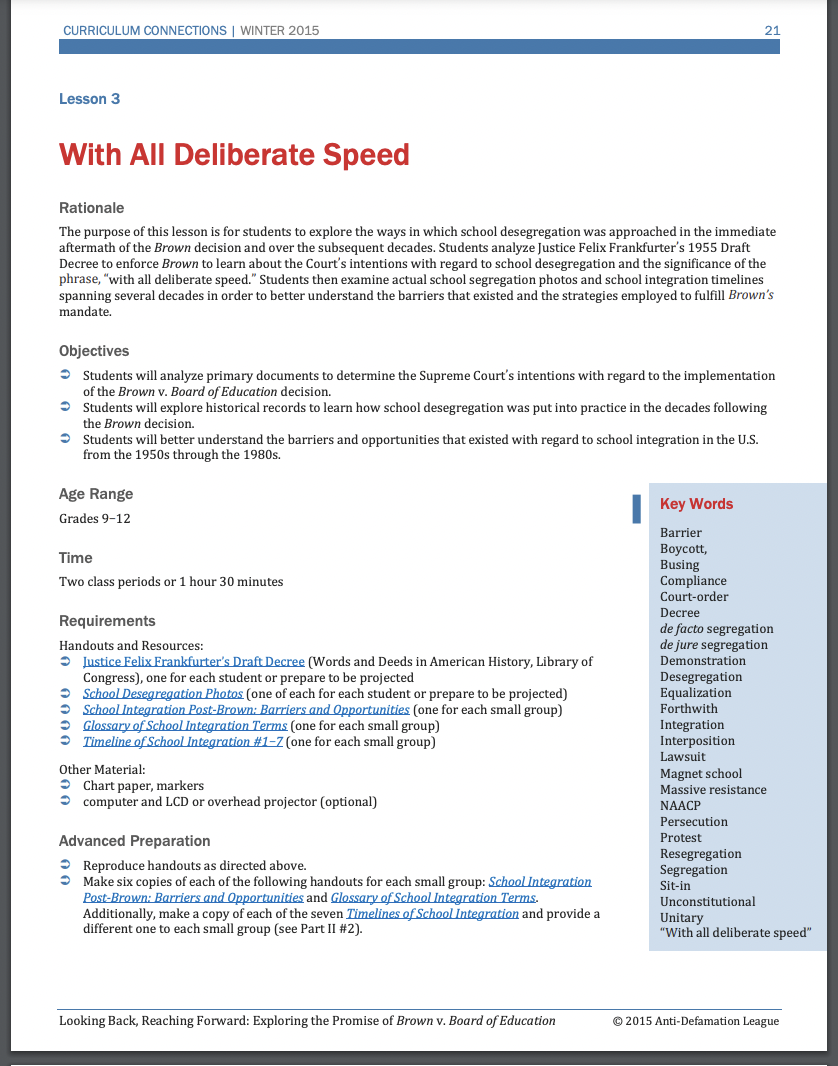 With All Deliberate Speed Lesson Plan