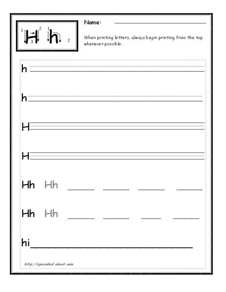 Letter Hh Practice Lesson Plan