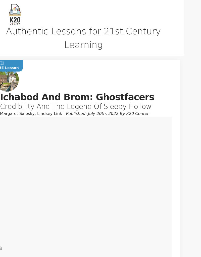 Ichabod and Brom - Ghostfacers: Credibility and The Legend Of Sleepy Hollow Lesson Plan