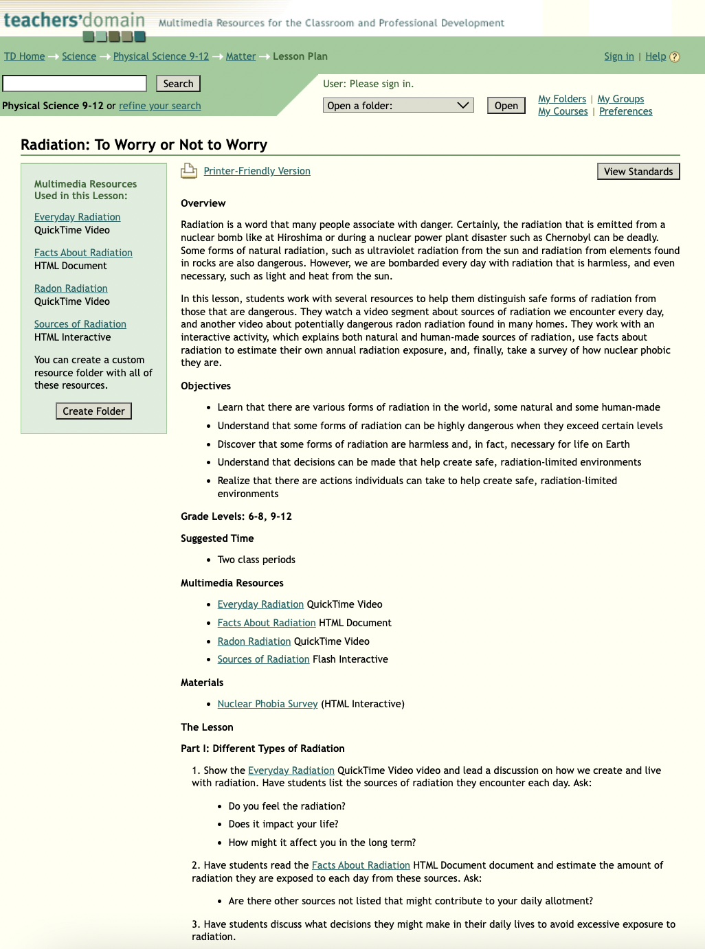 Radiation: To Worry or Not to Worry Lesson Plan