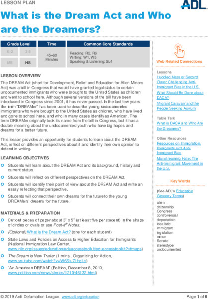What Is the Dream Act and Who Are the Dreamers? Lesson Plan