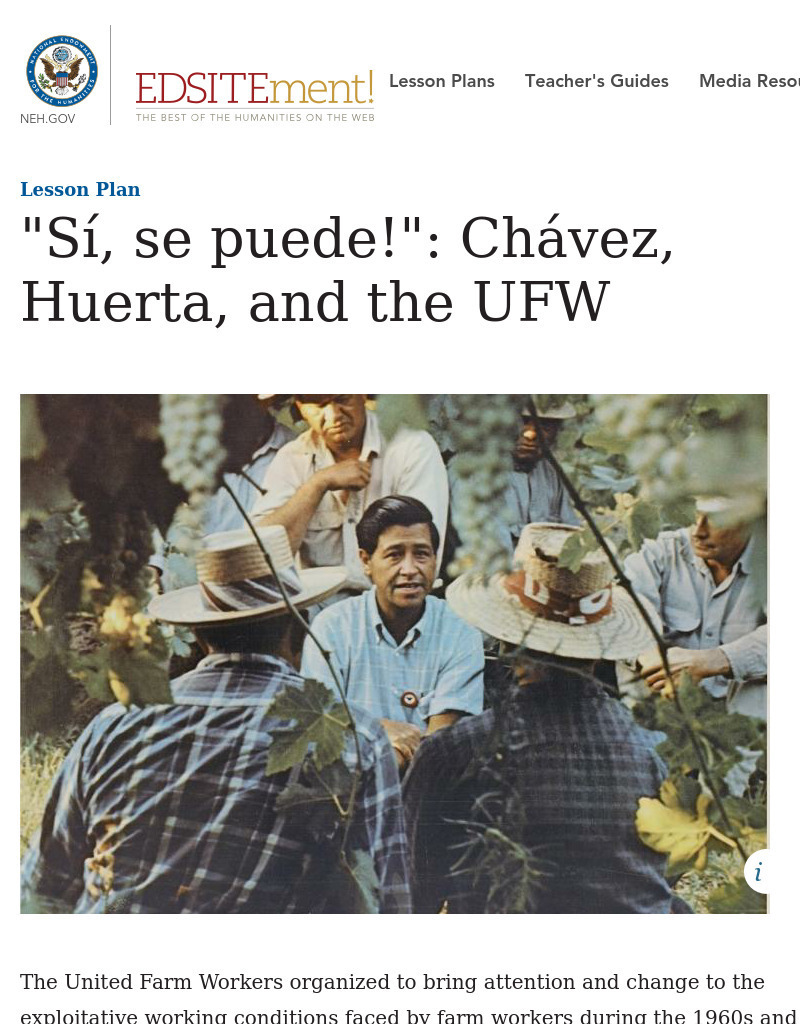 "Sí, se puede!": Chávez, Huerta, and the UFW Lesson Plan