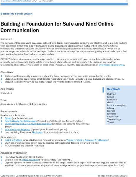 Building a Foundation for Safe and Kind Online Communication Lesson Plan