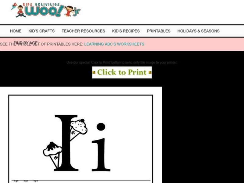 Letter I Practice Worksheet