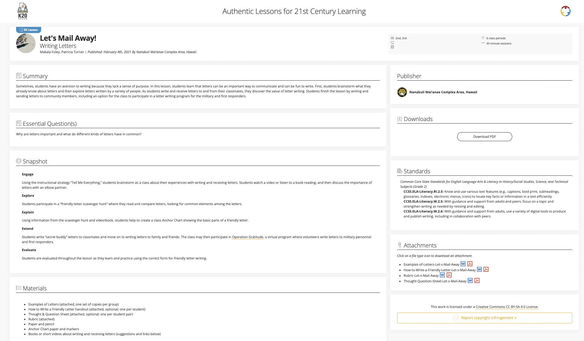 Let's Mail Away!: Writing Letters Lesson Plan