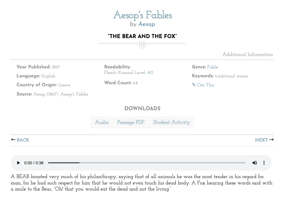 The Bear and the Fox Audio
