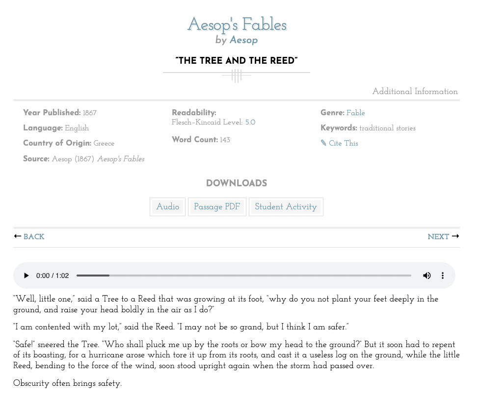 The Tree and the Reed Audio