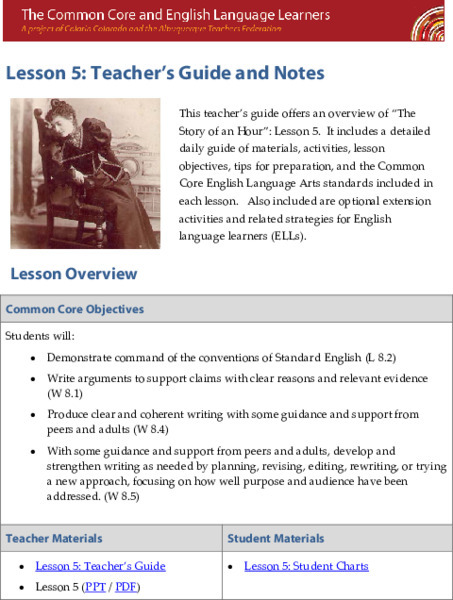 "The Story of an Hour" Lesson 5: Teacher's Guide and Notes Lesson Plan