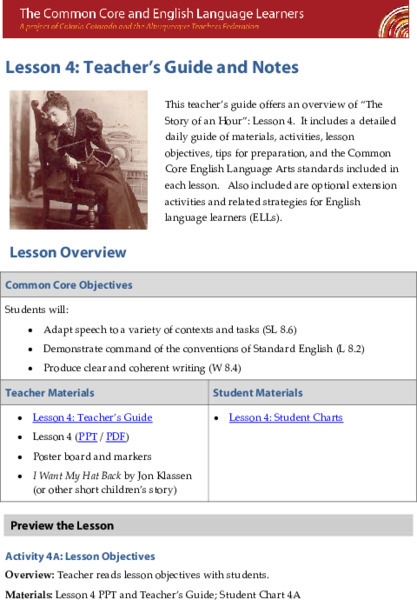 "The Story of an Hour" Lesson 4: Teacher's Guide and Notes Lesson Plan