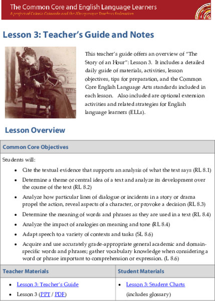 "The Story of an Hour" Lesson 3: Teacher's Guide and Notes Lesson Plan