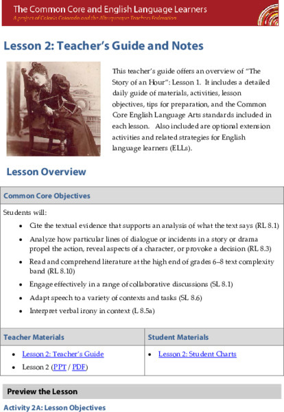 "The Story of an Hour" Lesson 2: Teacher's Guide and Notes Lesson Plan