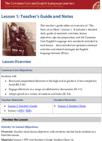 "The Story of an Hour" Lesson 1: Teacher's Guide and Notes Lesson Plan