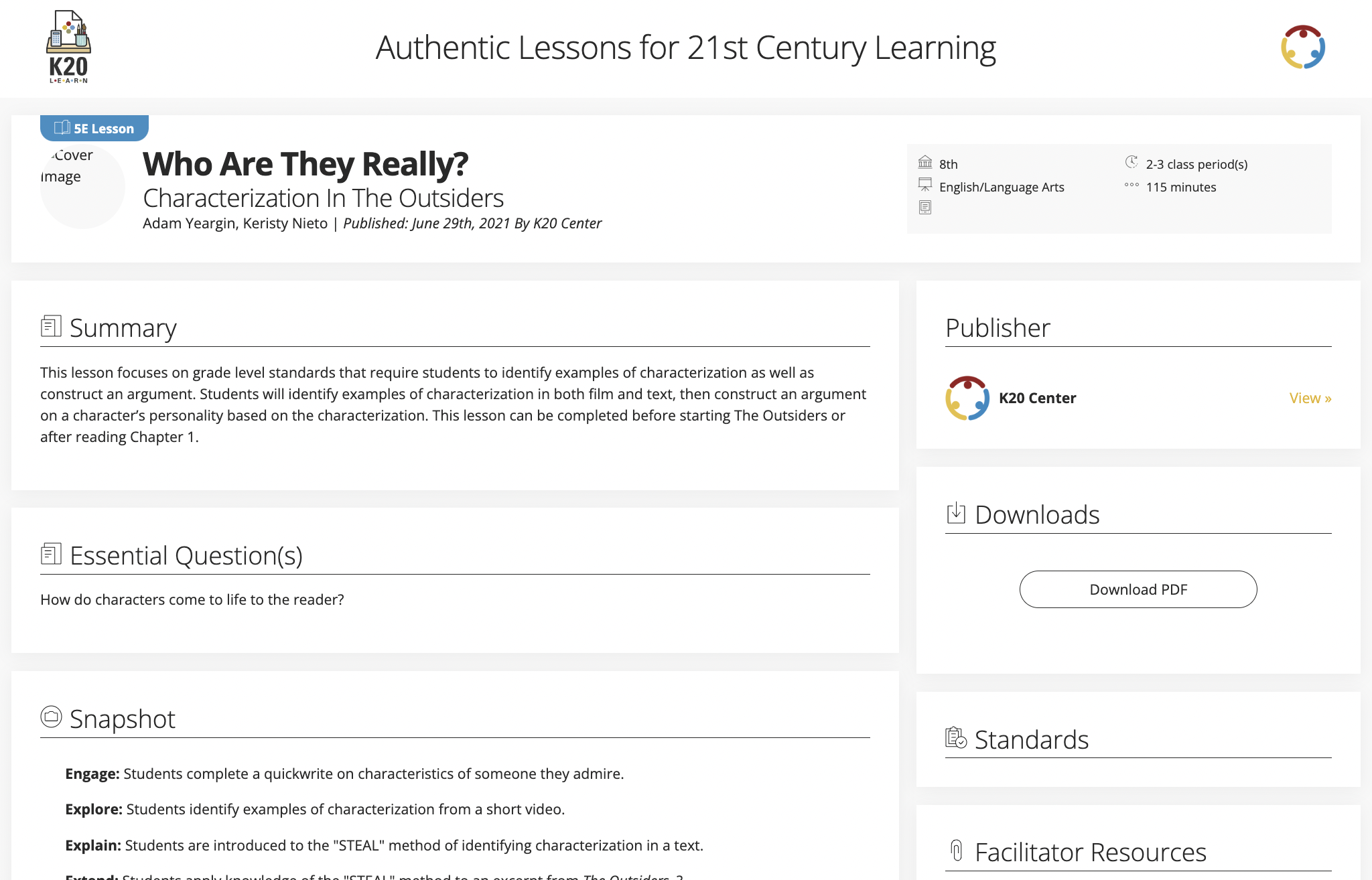 Who Are They Really?: Characterization In The Outsiders Lesson Plan