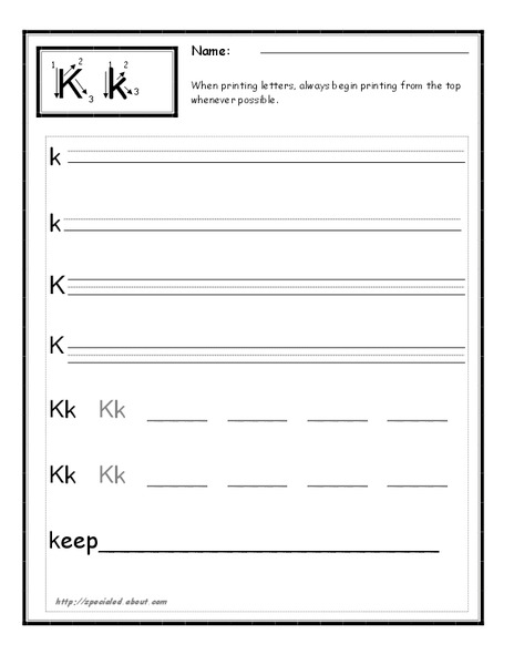 Letter k Worksheet