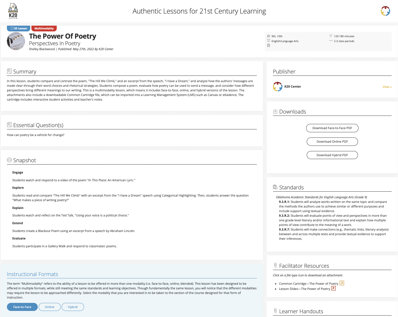 The Power of Poetry: Perspectives in Poetry Lesson Plan