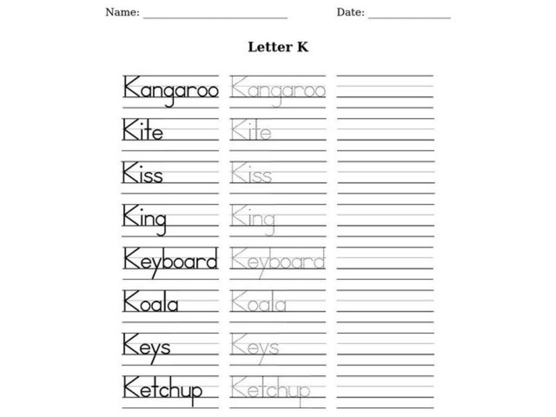 Letter K Worksheet