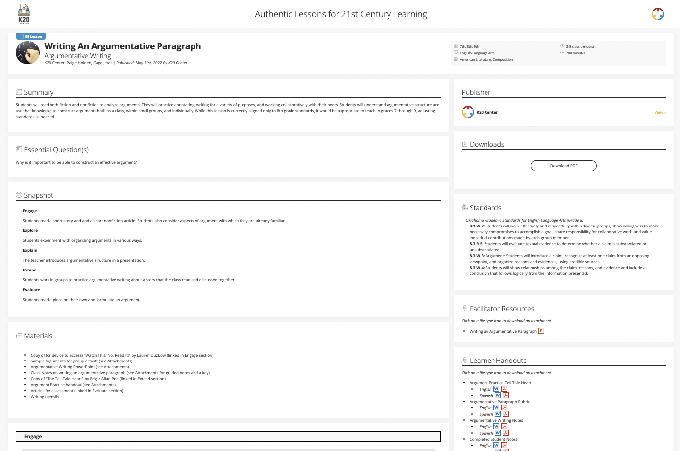 Writing An Argumentative Paragraph: Argumentative Writing Lesson Plan