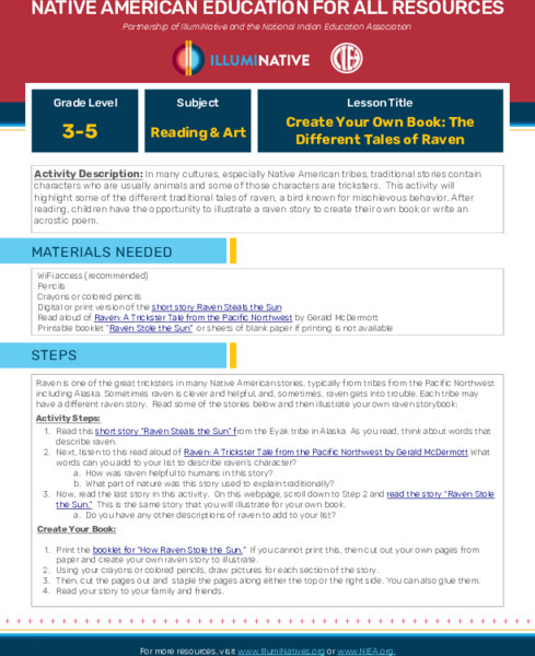 Create Your Own Book: The Different Tales of Raven Activity