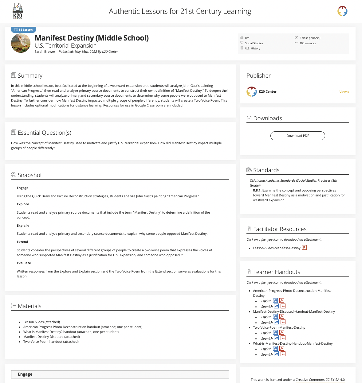 Manifest Destiny: U.S. Territorial Expansion Lesson Plan