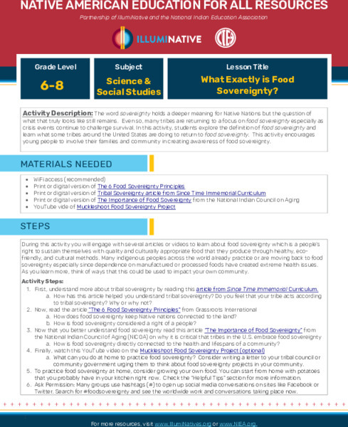 What Exactly Is Food Sovereignty? Activity