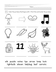 Letter l Worksheet