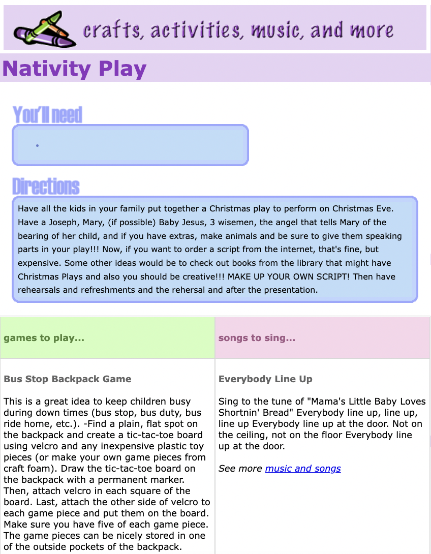Nativity Play Activity
